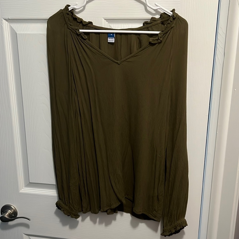 olive peasant top